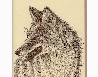 Coyote Card Letterpress Printed Original Illustration