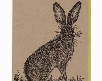 Black-tailed Jackrabbit Card Letterpress Printed Original Illustration