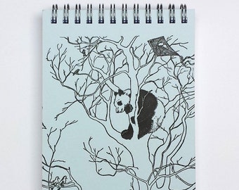 Panda Up a Tree Notebook Original illustration Letterpress Printed Cover