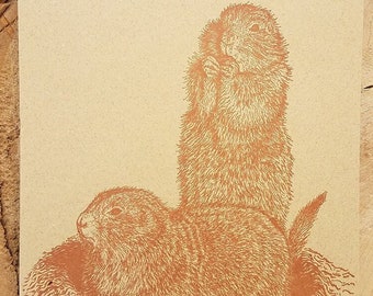 Prairie Dogs Notebook Original Illustration Letterpress printed Cover