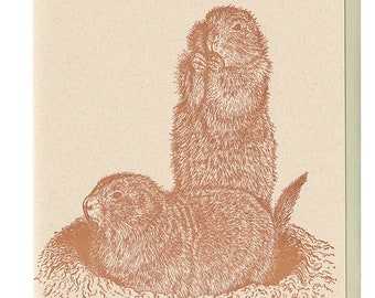 Black-Tailed Prairie Dogs Letterpress Card Original Illustration