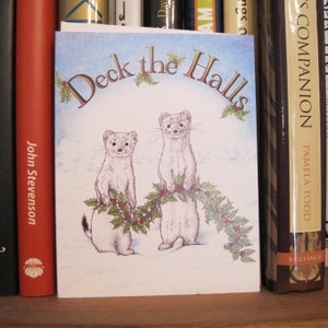 Decking Ermine Card from an Original Pen and Colored Pencil Drawing Holiday image 3