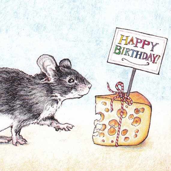 Carte De Souris De Joyeux Anniversaire D Un Stylo Original Etsy