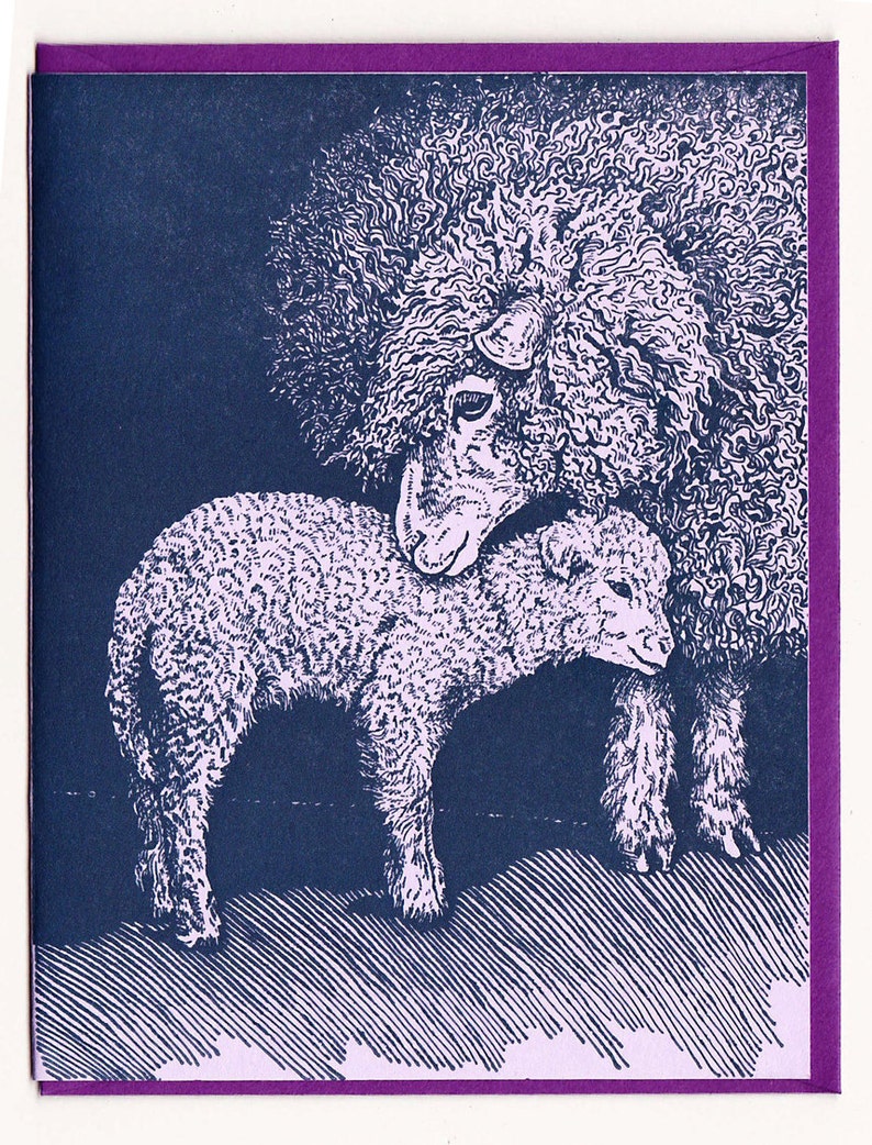 Lavender Ewe and Lamb Card image 2