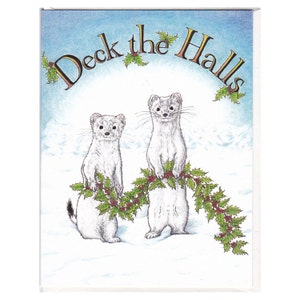 Decking Ermine Card from an Original Pen and Colored Pencil Drawing Holiday image 2