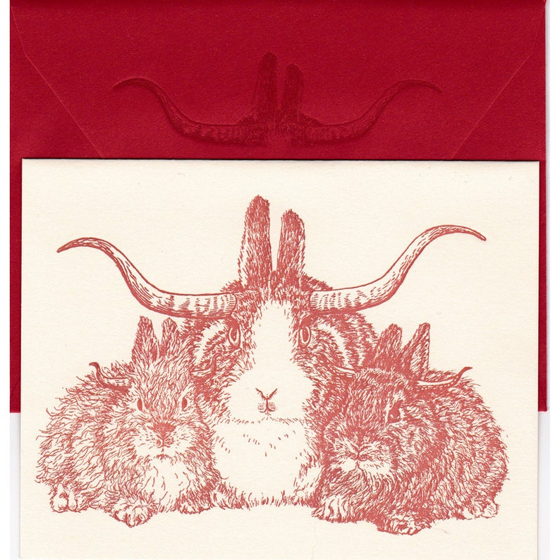 Box Set of 6 Bunnylopes Cards Original Illustrations Letterpress Printed Jackalopes image 2