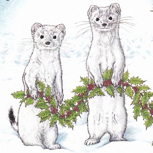 Decking Ermine Card from an Original Pen and Colored Pencil Drawing Holiday image 1