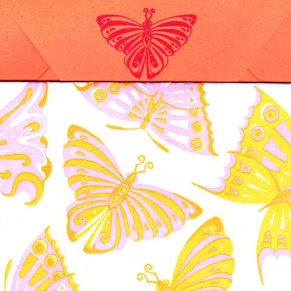 Pink and Orange Butterflies Thank You Card