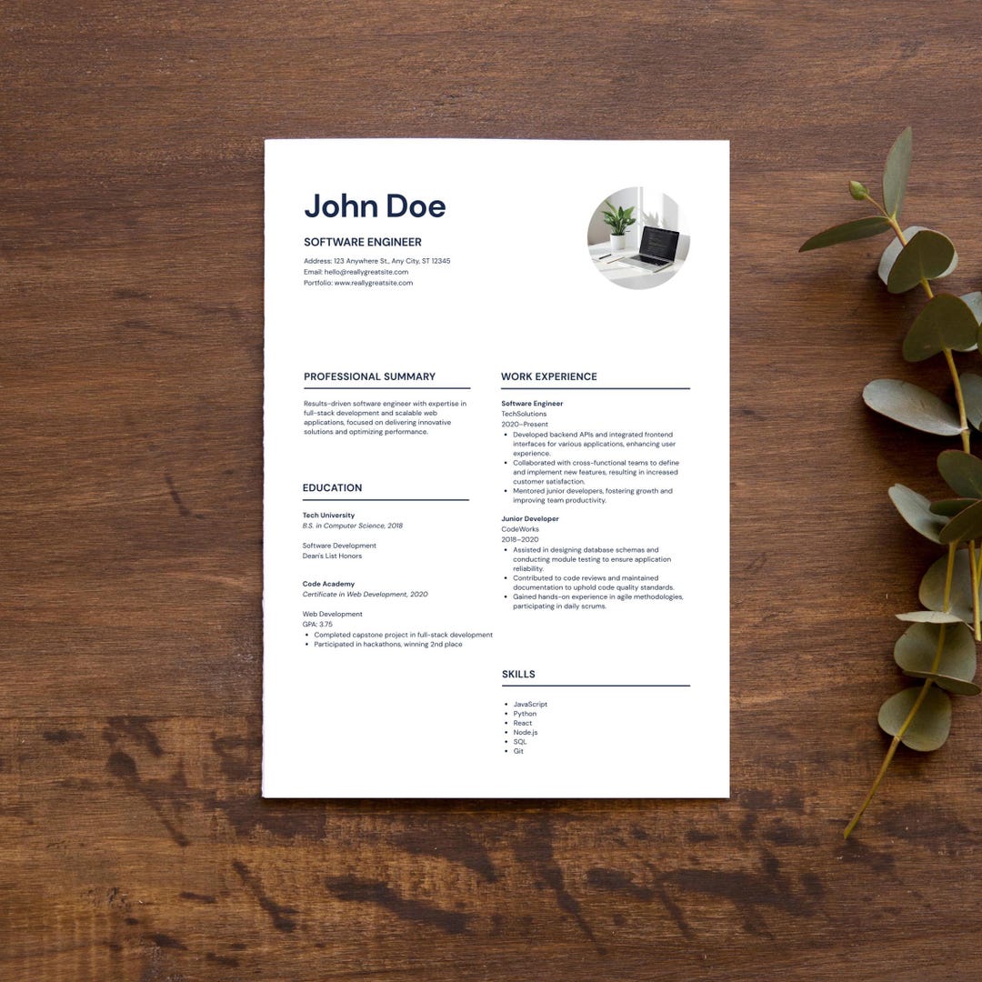 Software Engineer Resume Template ATS Friendly | Developer CV Template ...