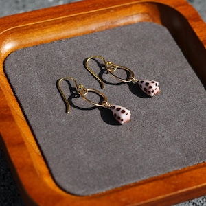 Baby Hebrew Cone Shell Dangle Earrings, 14k Gold Filled Aloha Jewelry, Hammered Ring French Hooks