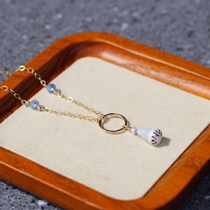 Japanese Hebrew Cone Shell Necklace, 14kt Gold Filled Hammered Ring and Chain, Handmade Hawaii Beach Jewelry, Gifts For Her