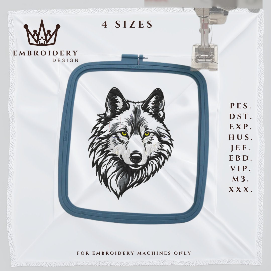 Wolf Silhouette Embroidery Design: Animal Embroidery (Digital Download)