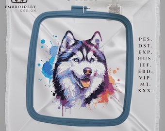 Siberian Husky Embroidery Design: Dog & Wolf, 3 Sizes (Instant Download)