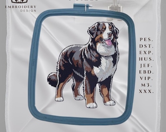 Bernese Mountain Dog Embroidery Design: 4 Sizes (Digital Download)