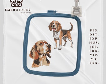 Beagle Dog Embroidery Design: 3 Sizes (Digital Download)