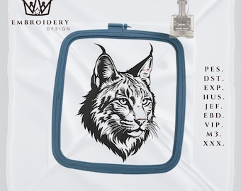 Lynx Silhouette Embroidery Design: Cat, Tiger (Digital Download)