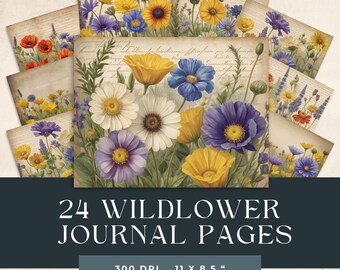 秋の花のジャンクジャーナルキット、インパストフローラルペーパー