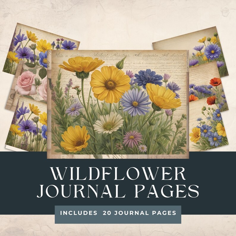 24 Wildflower Junk Journal Paper, Floral Junk Journal Kit, Basic Papers ...
