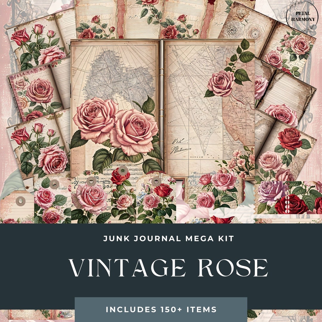 Vintage Rose Junk Journal Kit for Scrapbookers - Junk Journal ...