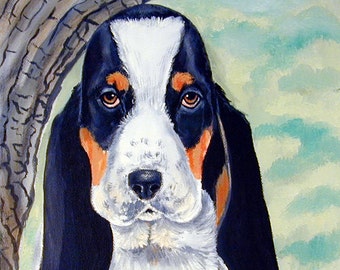 Basset Hound Puppy Giclee Fine Art Print from my original watercolor