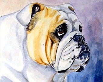 English Bulldog Puppy Dog Collectible Giclée Fine Art Print, Gift for Mom, Gift for Bully Lovers, Wall Art Decor