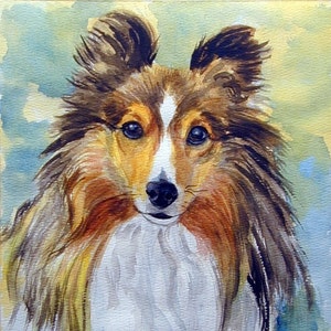 Shetland Sheepdog Sheltie Puppy Dog Collectible Giclee Fine Art Print, Gift for Mom, Birthday, Home Decor Wall Art, Sheltie Lovers