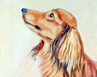 Dachshund Puppy Dog Collectible Giclée Fine Art Print, Gift for Mom, Gift for Doxie Lovers, Wall Art Home Decor