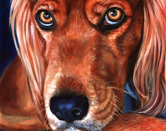 Irish Setter Dog Giclee Fine Art Print 8 inches x 12 inches