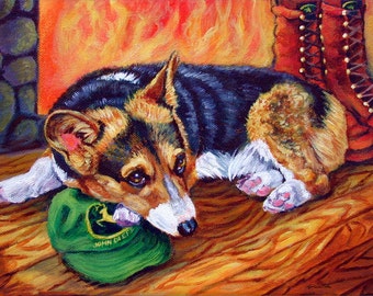 Pembroke Welsh Corgi Giclee Fine Art Print Dog Art by Lyn .. Day's End