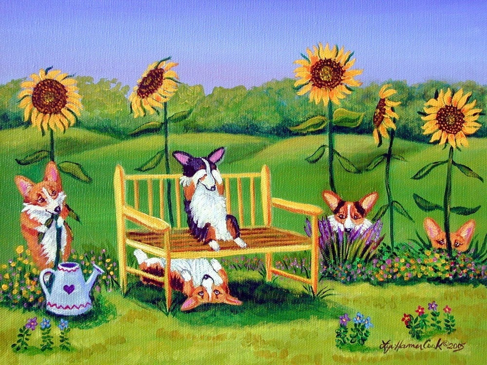 Pembroke Welsh Corgi Puppy Dog Collectible Giclée Fine Art Print, FuN Gift for Mom, Gift for Corgi Lovers, Wall Art Home Nursery Happy Decor