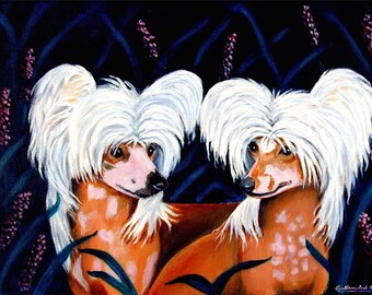 Chinese Crested Dog Giclée Fine Art Print from my original painting 8"x10"