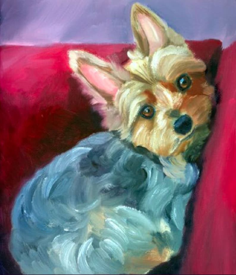 Yorkshire Terrier Dog Collectible Giclée Fine Art Print Gift for Mom, Gifts for Yorkie Lovers, Home Decor Wall Art, Puppy Portrait bild 1