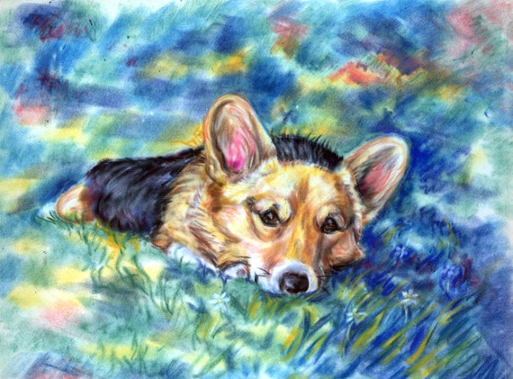 Pembroke Welsh Corgi Dog Collectible Giclée Fine Art Print, Gift for Mom, Gift for Corgi Lovers, Wall Art Decor