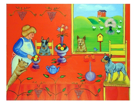 Australian Cattle Dog Collectible Giclée Fine Art Print, Gifts For Mom, Home Decor, Wall Art, ACD Lovers, Puppies