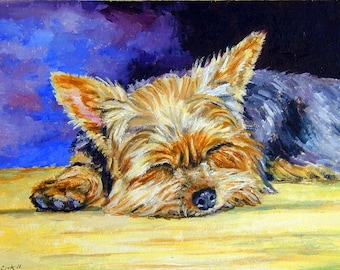 Yorkshire Terrier Puppy Dog Collectible Giclée Fine Art Print Gift for Mom, Gifts for Yorkie Lovers, Home Decor Wall Art
