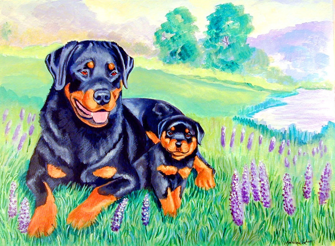 Rottweiler Dog Collectible Giclée Fine Art Watercolor Print, Gift for ...