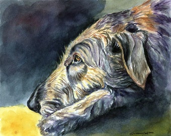 Irish Wolfhound Puppy Dog Collectible Gift Fine Art Giclee Print for Mom, Dog Lovers, home Decor