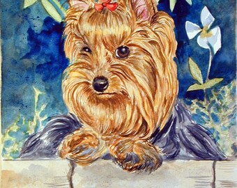 Yorkshire Terrier Puppy Dog Collectible Fine Art Giclée Print, Gift for Mom, Gift for Yorkie Lovers, Wall Art Home Decor