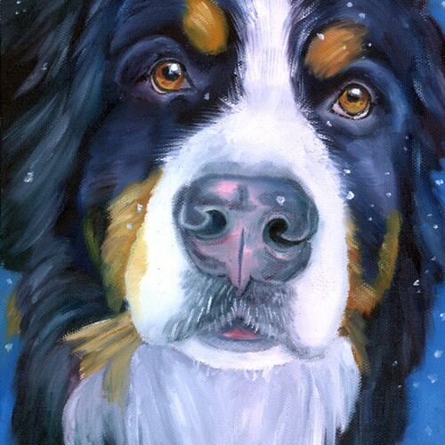 Bernese Mountain Dog Art Print of Original Watercolor Painting Etsy