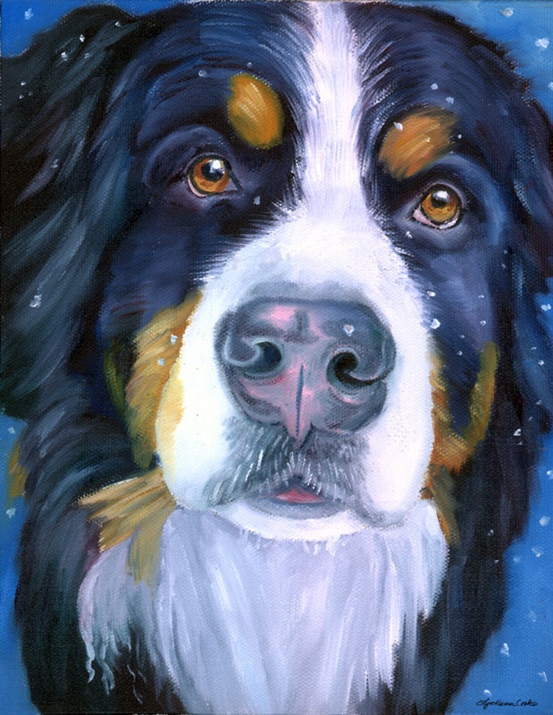 Bernese Mountain gorgeous Dog Giclee Fine Art Print image 1