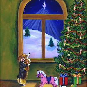 Pembroke Welsh Corgi Dog Puppy Christmas Star, Tree, Giclée Print Holiday Gift Collectible