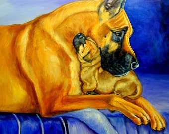 Great Dane Dog Collectible Giclée Fine Art Print Gift for Mom, a Mother's Love