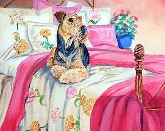 Airedale Terrier Dog Giclee Fine Art Print from my original painting