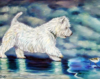 West Highland White Terrier Westie Dog Giclee Fine Art Print