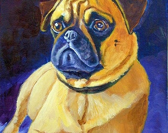 Pug Dog Giclee Fine Art Print