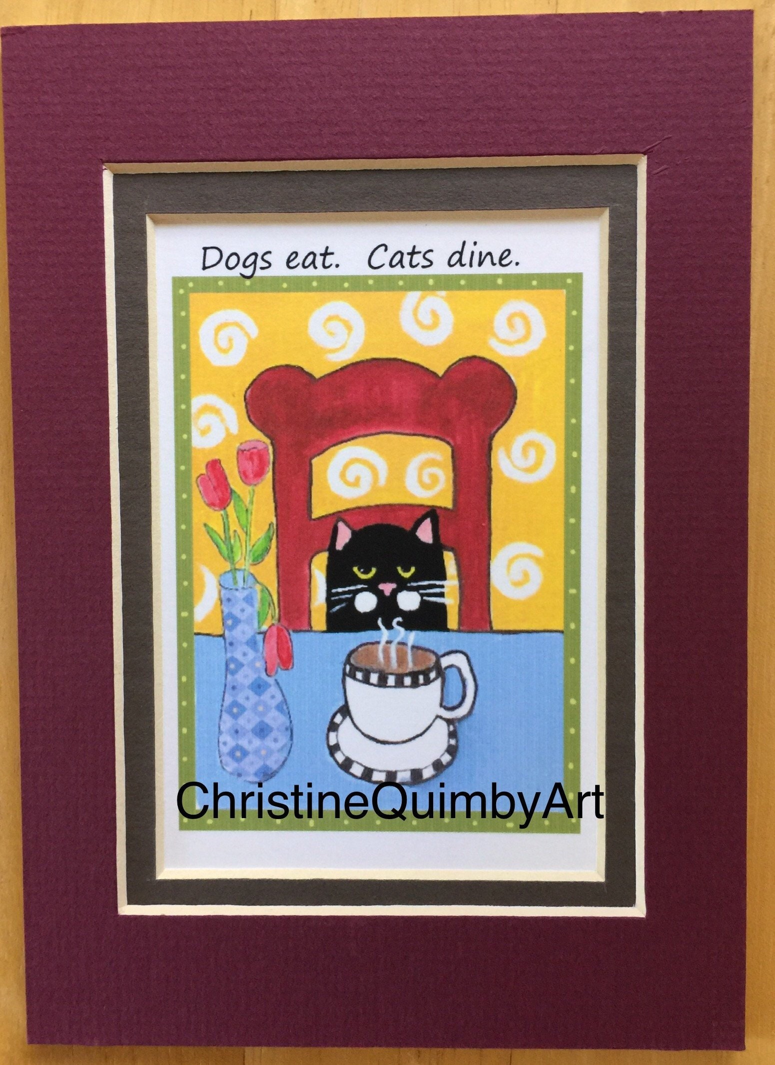 Black Cat Coffee Art Print