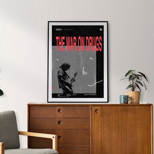 The WAR ON DRUGS Poster, Art Print, Red, Black White, Americana, Music, Rock Band, Band Poster, Lost In The Dream, Guitar Solo