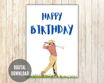 Happy Birthday Golf Card Printable Happy Birthday Golf Card, Instant ...