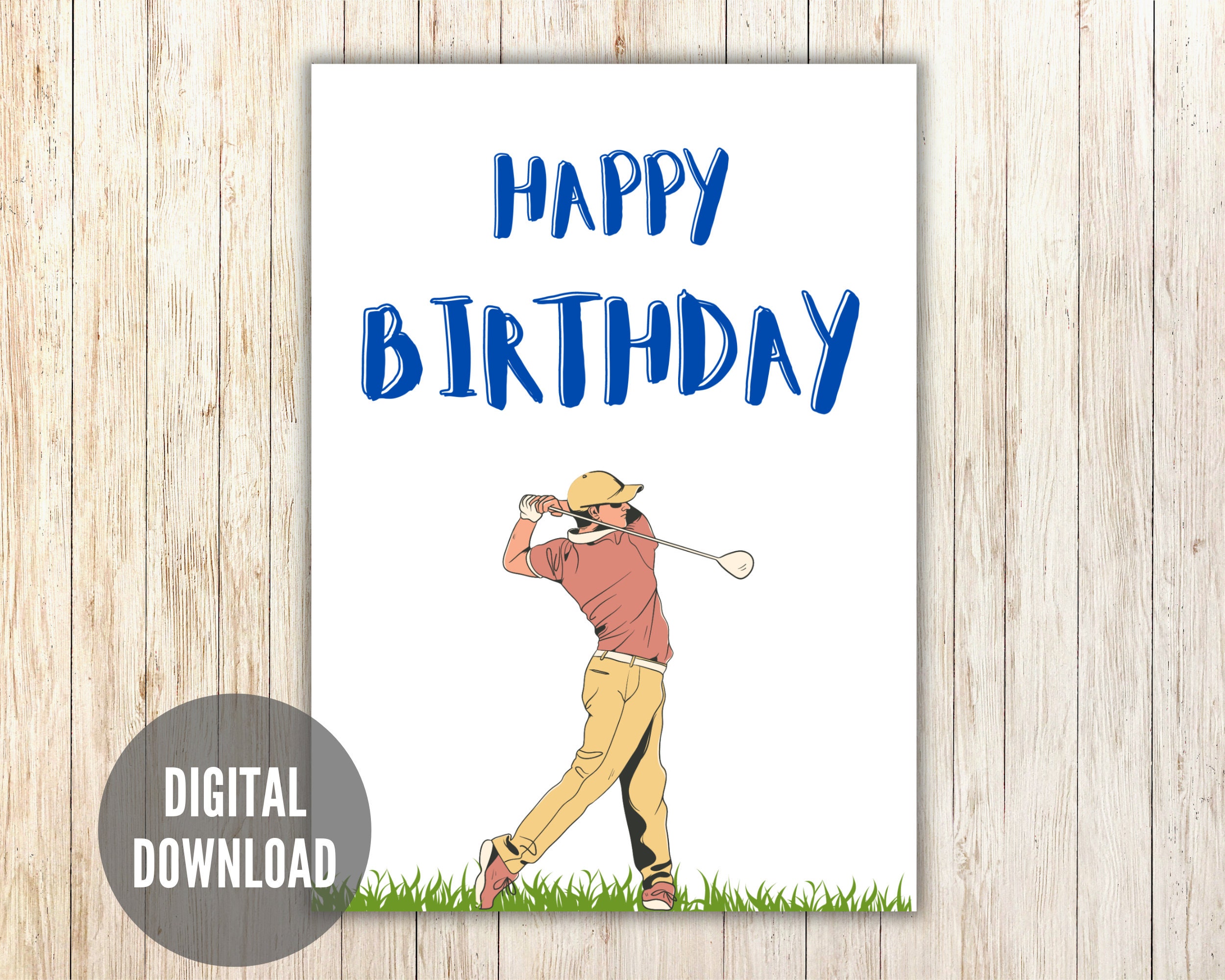Happy Birthday Golf Card Printable Etsy — free download