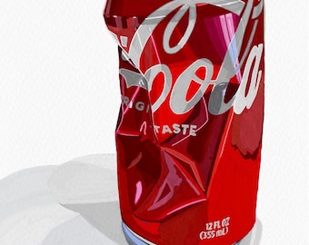 Colorful Classic Red Coca Cola Wall Art, Playful Decor, Whimsical Art, Bright Artwork, Giclee Print from Original Painting by Kate Ives Art